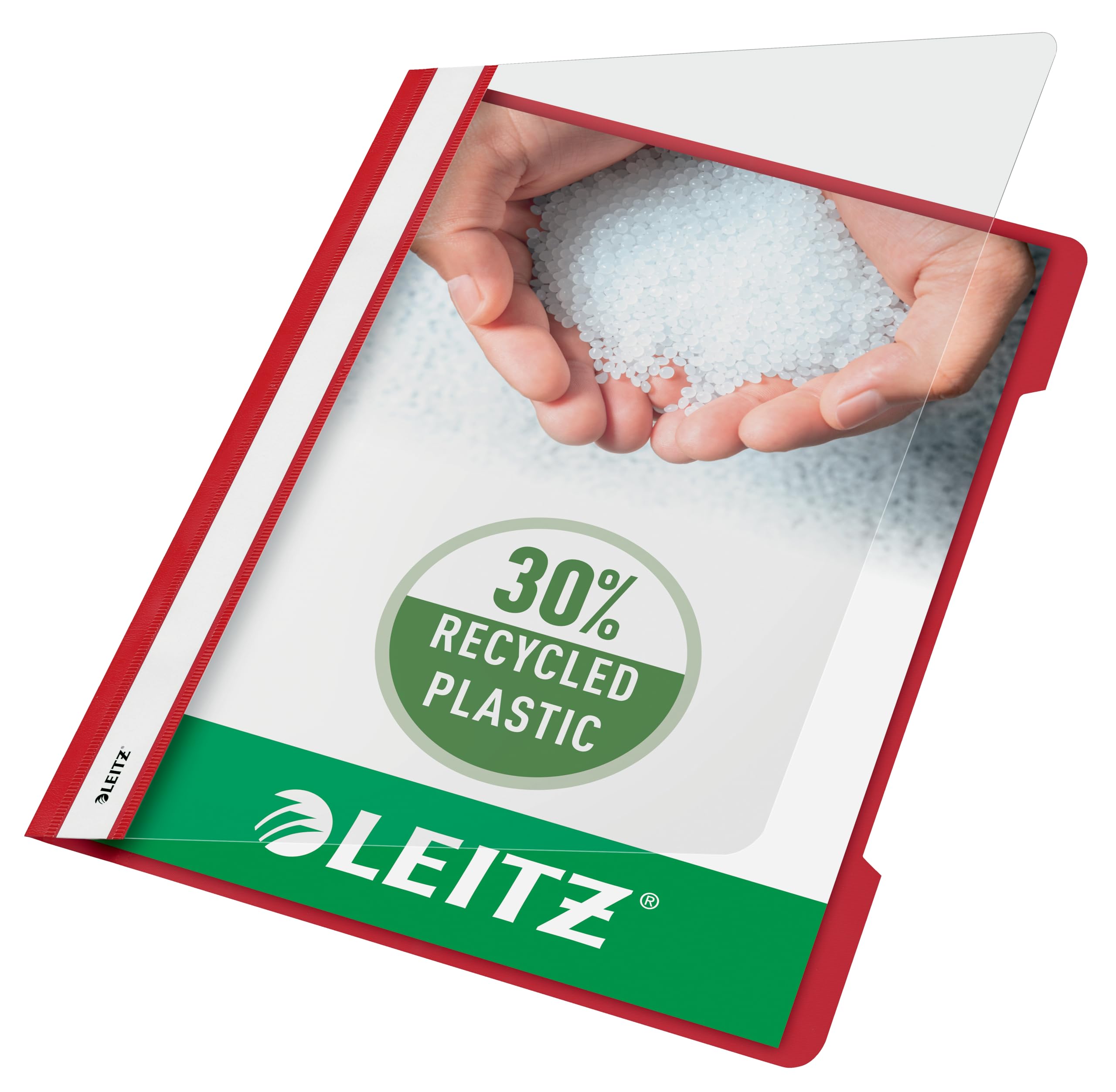 Leitz A4 Standard Plastic File, Pack of 25, 250 Sheet Capacity, Red, 41910025