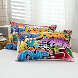 Loussiesd Graffiti Bedding Set Duvet Cover 3 Pcs Kids Boys Teens view 6