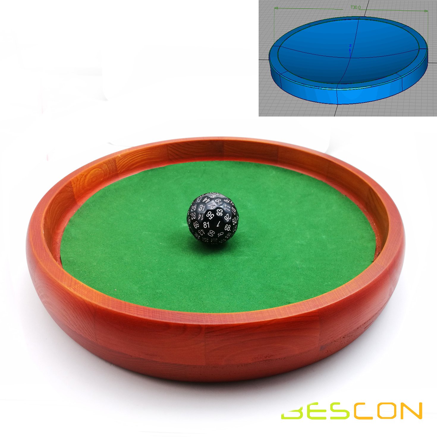 Konische Unterseite Heavy Duty 12 Zoll Hölzerne Würfel Tablett by