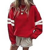 Bozanly Womens Crew Neck Striped Sweatshirts Casual Long Sleeve Loose Pullover Tops