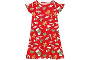 MHJY Girls Nightgowns Flutter Short Sleeves Princess Nightgown Sleepwear Soft Night Dress for Kids Toddler Girls