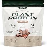 Snap Supplements Organic Plant Based Vegan Protein Powder Nitric Oxide Boosting Protein Powder, BCAA Amino Acid for Muscle Growth, Performance & Recovery - 30 Servings (Chocolate)