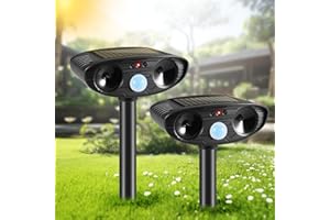 JLLOM Ultrasonic Animal Repellent Outdoor Solar Animal Repeller with Motion Detection Cat Deterrent Outdoor Deer Repellent Device to Repel Coyote Raccoon Squirrel Rabbit Skunk Repellent for Yard (2)