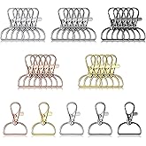 25 Pcs Metal Swivel Clasp Hooks 1 Inch D Ring Keychain Making Kit Lanyard Snap Hooks Keychain Clip Hooks Lobster Claw Clasps for Lanyard Making, Purse Hardware, DIY Craft