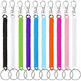 cobee Coil Springs Keychain, 10 Pcs Retractable Coil Springs Keychains with Lobster Clasp, Spring Coil Leash Cord Safety Ropes, Cell Phone Elastic Wrist Coil Cord Lanyard Snap Hook(Multi-color)
