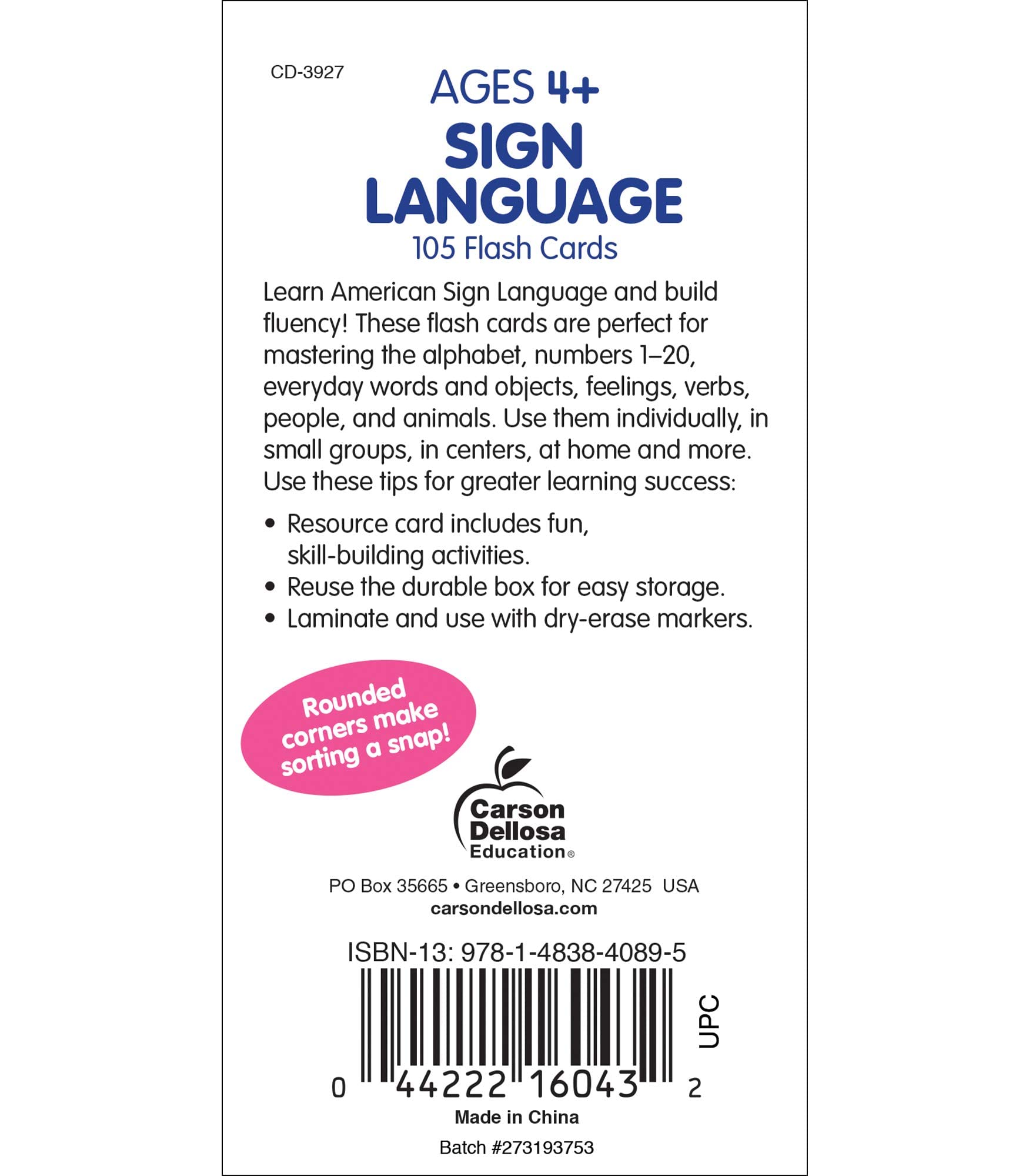 Mua Carson Dellosa 104 American Sign Language Flash Cards for Kids ...