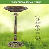 Bonnlo Bird Bath with Solar Fountain Antique Copper Finish 71cm Tall view 9