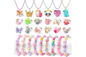 BeAndge Toddler Girls Jewelry for 3 Year Old, Kids Play Jewelry Set for Little Girl Age 4-6, Children Dress Up Necklaces Childs Rings Bracelets for Toddlers Princess Ages 3+ 3-5 4 5 6 7 Years