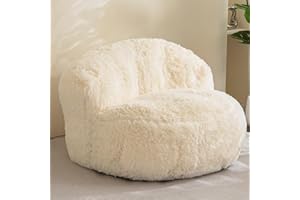 BYBYME Giant Bean Bag Chair, Faux Fur Bean Bag Couch with Filler Large Living Room Bean Bag Chairs for Adults, Big Lazy Sofa Accent Chair with Pocket Floor Chair