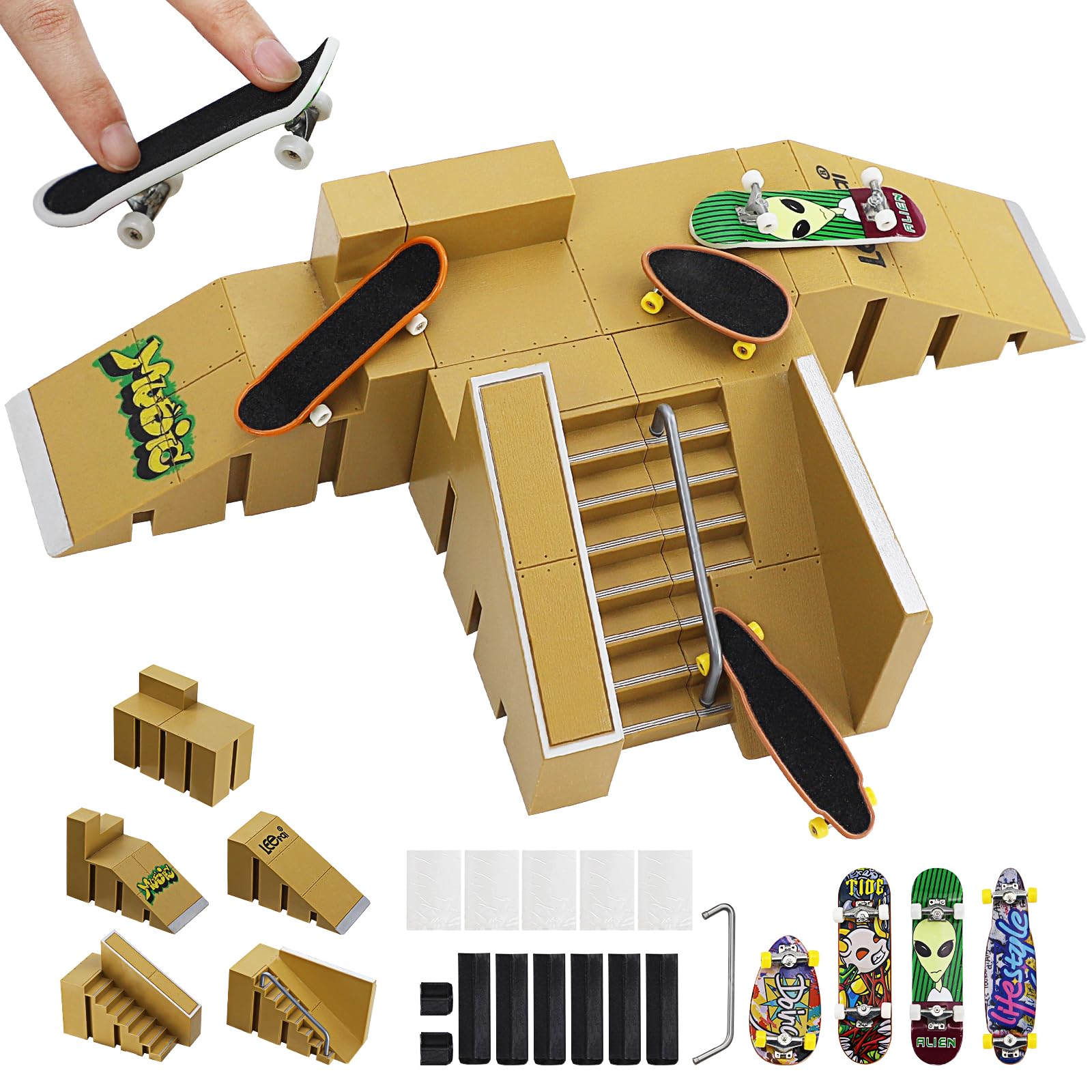 5 Pcs Fingerboard DIY Set Mini Skateboards, Kids’ Toy for Boys and Girls
