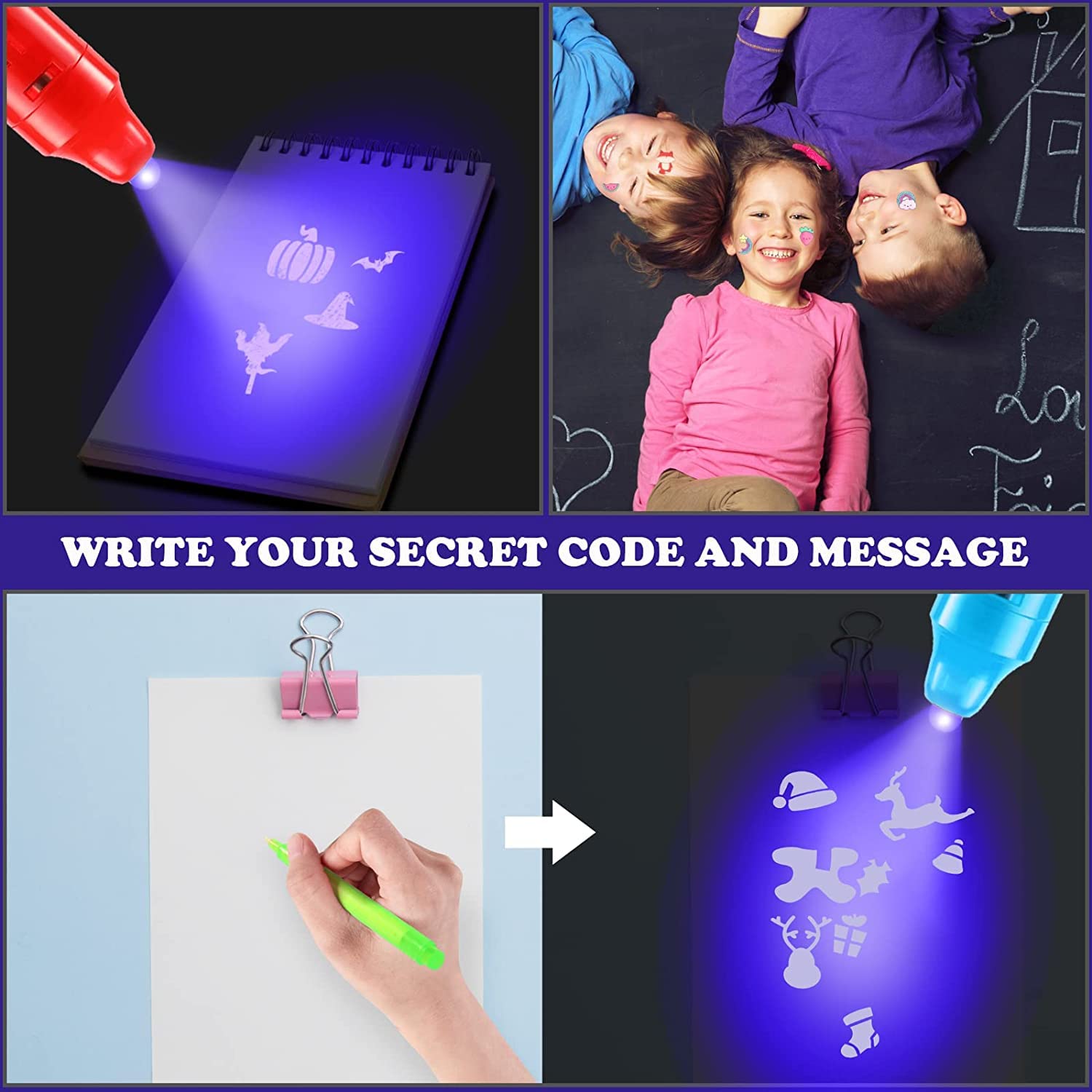 DazSpirit 30PCS Invisible Ink Pens with UV Light, Party Favors for Kids, Spy Pens, Magic Pen Disappearing Ink for Writing Secret Message, Classroom Prizes, Stocking Stuffers