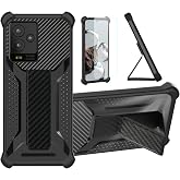 bojioderf NUU Mobile A25 Case Compatible for NUU Mobile A25 Phone Case Stand Cover [with Tempered Glass Screen Protector] Hybrid Case [Folding Support Magnetic] [Frosted Anti-Fingerprint] Black