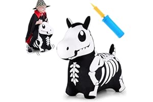 iPlay, iLearn Bouncy Pals Skeleton Hopping Horse Halloween Toys, Toddler Bouncing Animal, Inflatable Plush Bounce Hopper, Kid Indoor Ride on Bouncer, Birthday Gifts 18 Months 2 3 4 5 Year Old Boy Girl