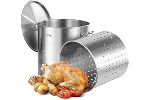 VEVOR Stainless Steel Stockpot, 100 Quart Large Cooking Pots, Cookware Sauce Pot with Basket, Lid, and Handle, Heavy Duty Com