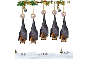 Bat Christmas Ornament, Realistic Hanging Bat Tree Decoration for Gothic Home Décor, Funny Halloween-Christmas Ornament for N