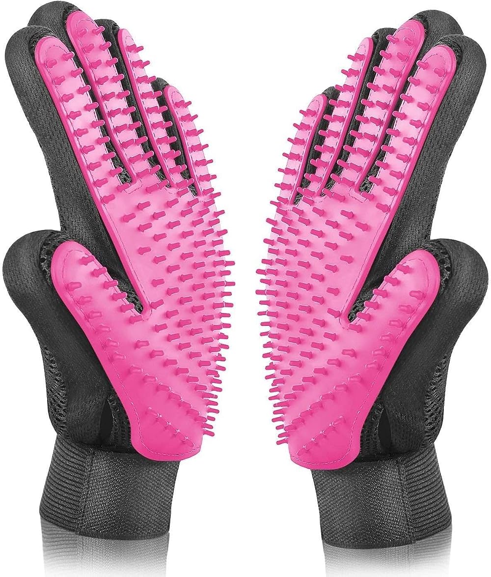 BYETOO Pet Grooming Glove Deshedding Massage Mitt for Dogs Cats 2 Pack