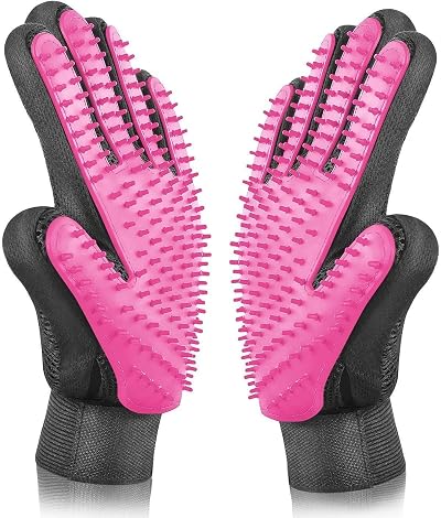 BYETOO Pet Grooming Glove Deshedding Massage Mitt for Dogs Cats 2 Pack