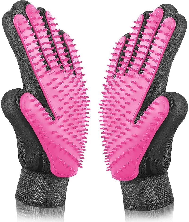 BYETOO Pet Grooming Glove Deshedding Massage Mitt for Dogs Cats 2 Pack