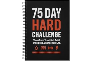75 Day Hard Challenge Journal for Men or Women with PVC Cover – 75 Hard Challenge Book with Daily, Weekly, Monthly Planner & 