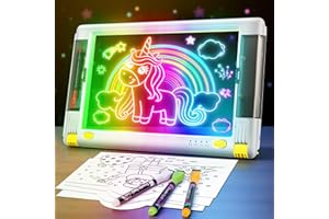 GEOKAY Rechargeable LED Drawing Board, 15 Inch Lumiboard 9-Color Light Modes Neon Art Light Up Writing Tablet Tracing Pad for Kids, Sketching Gift Toy for Teens, 5 Markers, 10 Tracing Sheets