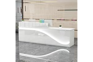 ZXLBTNB Reception Desk, Front Counter Desk with Lockable Drawer,Modern Retail Counter for Checkout,Computer Workstation for Clothing Store,Beauty Salon and so on 23.62" Dx62.99 Wx39.37 H B-L