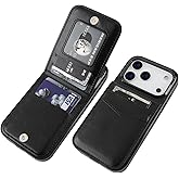 KIHUWEY Compatible with iPhone 17 Pro Case Wallet with Credit Card Holder, Flip Premium Leather Magnetic Clasp Kickstand Heavy Duty Protective Cover for iPhone 17 Pro 6.3 Inch (Black)