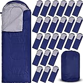 VitalCozy 24 Pcs Sleeping Bags for Adults Bulk Lightweight Waterproof Backpacking Camping Sleeping Bag with Compression Sack, Portable Compact for Winter Hiking Outdoor Camping Essential