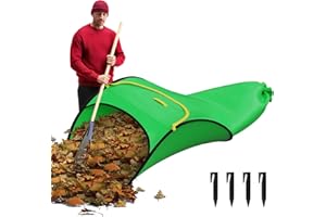 INNOWARMER Large Leaf Collector Bag with Dustpan Design, Foldable Reusable Yard Waste Chute Bag for Lawn Garden, Waterproof Polyester Leaf Collection Sack Catcher, Easy to Sweep In (Middle) (Green-Large)