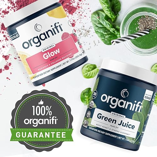 Organifi Green Juice Superfood Powder and Glow Collagen Support