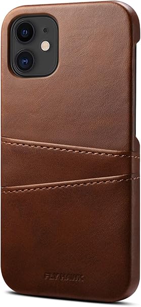 Fly Hawk Compatible With Iphone 12 Mini Wallet Case Ultra Slim Pu Leather Back Cover Protective Phone Case With Credit Card Holder 5 4 Inches Brown Amazon Com