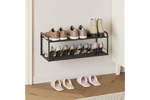 NANAGIFTREE Wall Mounted Shoe Rack, Floating Shoe Organizer Holds (1, Black)