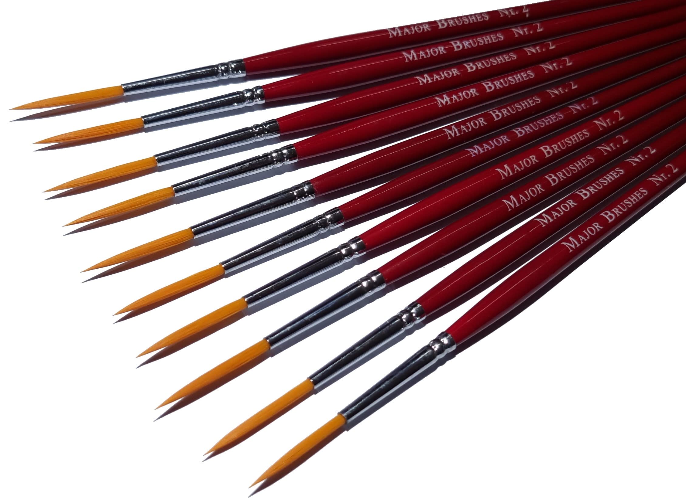 Major Brushes Synthetic Rigger Brush Size 2 - Pack of 10