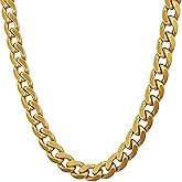 LIFETIME JEWELRY 7mm Polished Cuban Link Chain Necklace for Women & Men 24k Gold Plated