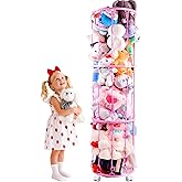 Pink Metal Stuffed Animal Storage with Wheels, Stuffed Animal Storage Tube, 13"x58.6" Plush Toy Organizer Space Saving Soft Toy Storage Organizer Standing Holder​ for Bedroom Nursery Play Room Decor