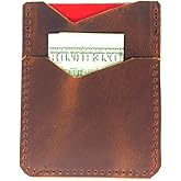 JJNUSA Front Pocket Card Case Slim Wallet Card Holder for Men & Women Minimalist Leather Wallet Card Holder Distressed Gifts