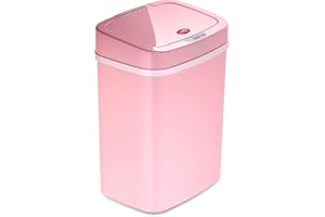 Ninestars DZT-12-5PK Bedroom or Bathroom Automatic Touchless Infrared Motion Sensor Trash Can, ABS Plastic (Rectangular, Pink) Trashcan, 3 Gal 1 Count (Pack of 1)
