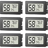 6 Pack Mini Hygrometer Indoor Humidity Meter, Digital Thermometer Monitor | Small Indoor Humidity Gauge Meter Fahrenheit (℉) for Thermostat Reptile Tank, Mason Jars JJMTDS