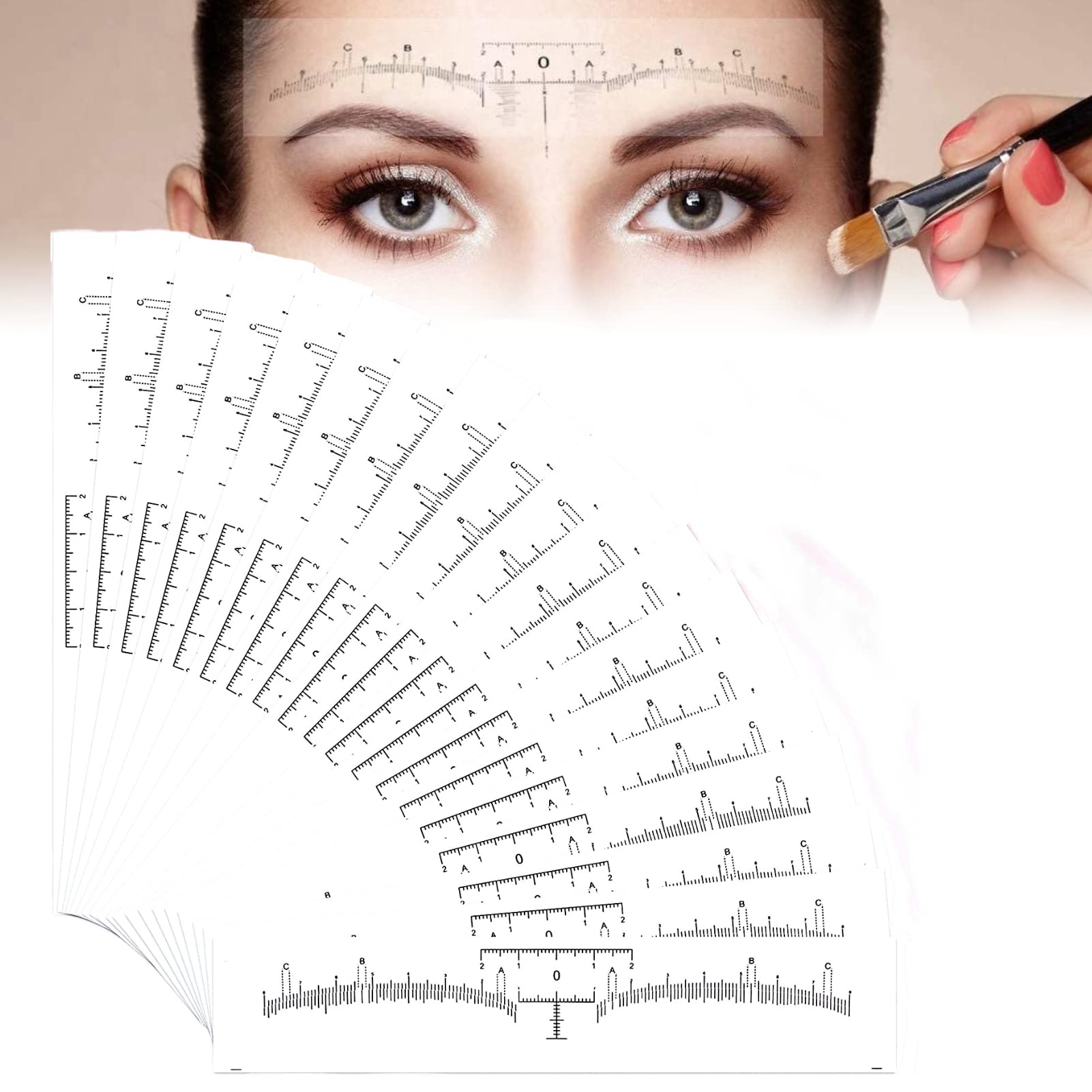 Eyebrow Ruler, 50Pcs Disposable Tattoo Measure Balance Extension Ruler Meteor Eyebrow Shape Stencil Make Up Beuaty Accessory Tool