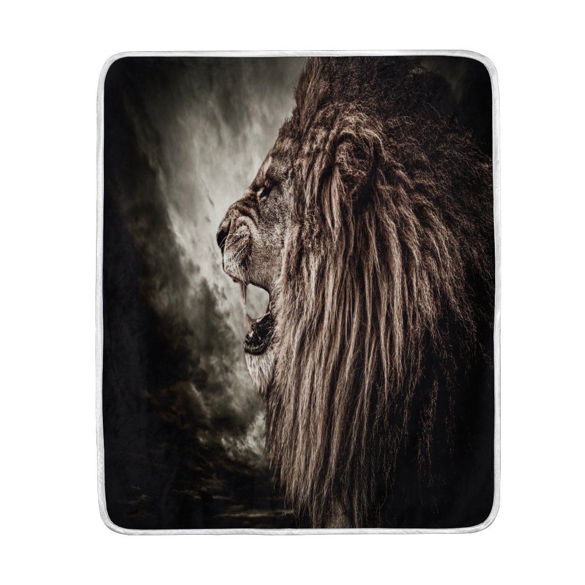 Free Shipping Alaza Home Decor Lion Against Stormy Sky Blanket