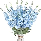 COEWUR 16Pcs Light Blue Delphinium Artificial Flower 33.5'' Faux Flowers Long Stem Silk Larkspur Flowers Bulk for Tall Vase for Home Wedding Floral Arrangements Centerpiece Table Decor