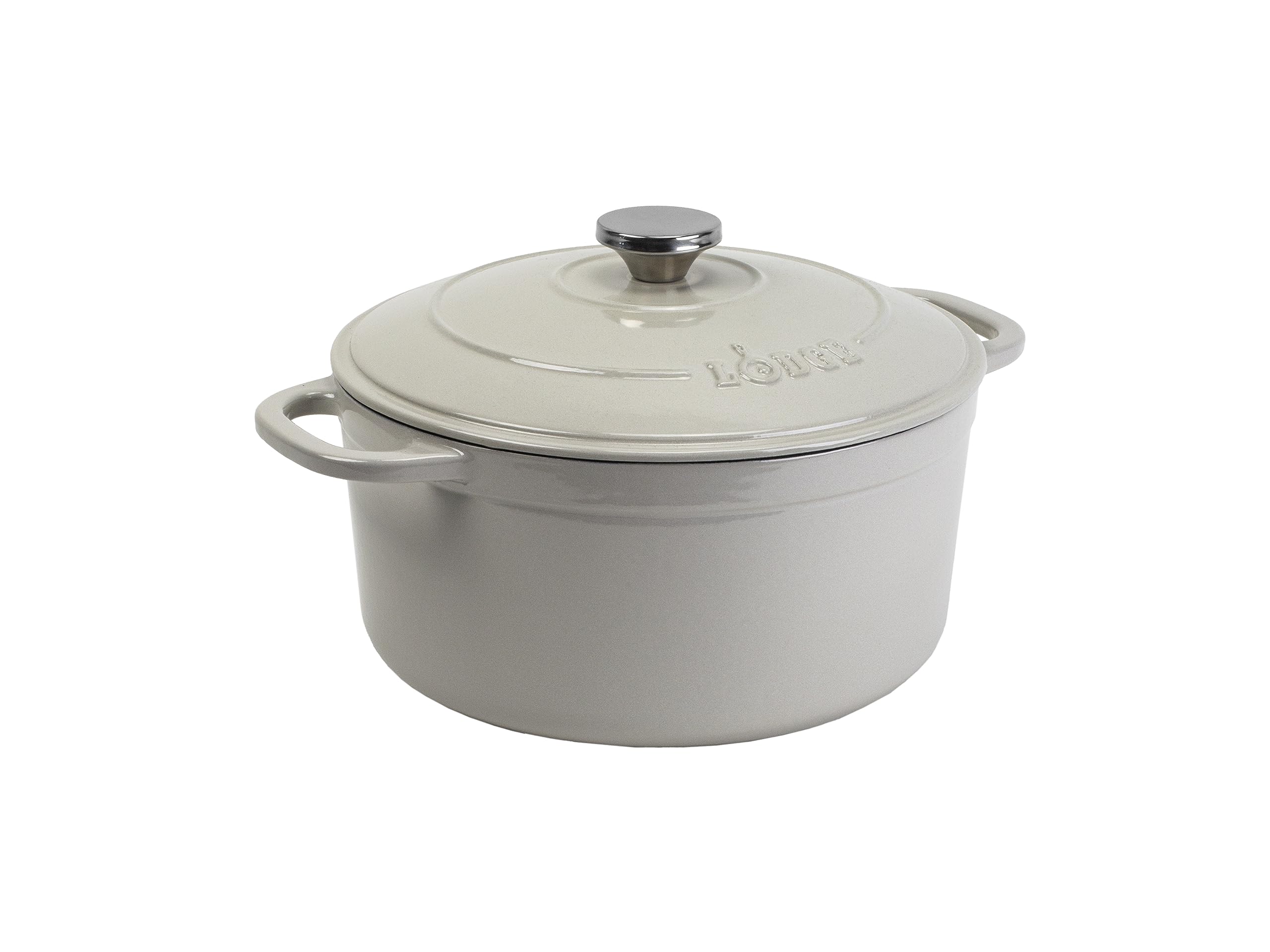 Lodge 6.5 Quart Enameled Cast Iron Dutch Oven with Lid – Dual Handles – Oven Safe up to 500° F or on Stovetop - Use to Marinate, Cook, Bake, Refrigerate and Serve – Oyster