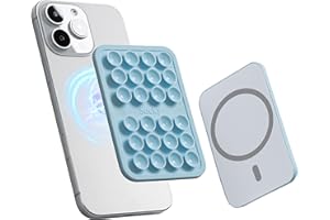 Sucky Magnetic Suction Cell Phone Grip for MagSafe Case, Silicone Octo Cup Buddy Holder, Hands-Free Removable Mount, Durable Magnet Phone Accessory for iPhone and Android - Baby Blue