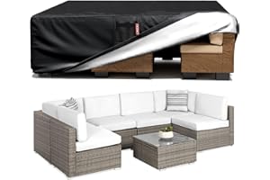 LXKCKJ Patio Furniture Covers Waterproof for Outdoor Table - 420D Heavy Duty Fabric Patio Table Covers - Fit as Outdoor Dining Table Cover and Patio Coffee Table Covers (Black 128"L x 84"W x 32"H)