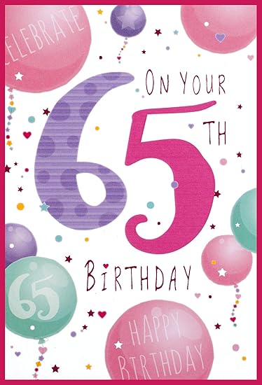 Biglietto D Auguri Per Donna 65 Anni Con Tema Cupcake Rosa Con Rose E Stelle 19 7 X 13 3 Cm Con Testo In Inglese Amazon It Casa E Cucina