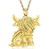 Highland Cow Cremation Jewelry Bull Urn Necklace for Ashes Animal Pendant Taurus Zodiac Keepsake Holder Ashes for Pet Human Memorial for Men Women