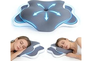 Memory Foam Pillow Cervical Neck Pillow for Pain Relief, Ergonomic Pillow for Side Back Stomach Sleepers with Adjustable Heig