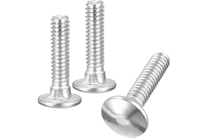 uxcell 1/4-20x1 Carriage Bolt, 10pcs Round Head Square Neck Screws, 304 Stainless Steel, Fully Threaded, Silver