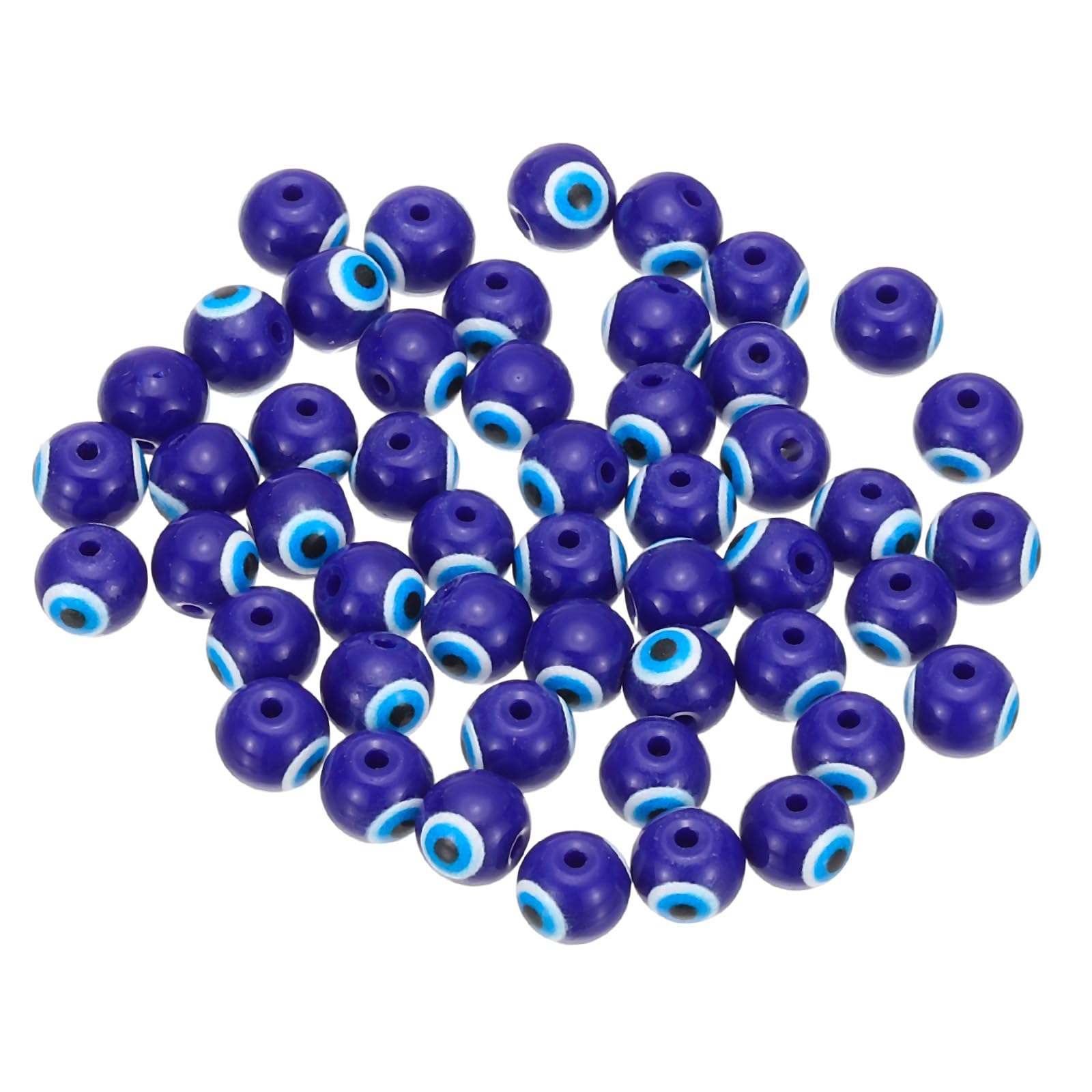 PATIKIL 8mm Evil Eye Beads, 50 Pcs Glass Turkish Evil Eye Charm Round Spacer Beads Pendant Connector for DIY Art Craft Bracelet Necklace Earrings Making, Dark Blue — image 1