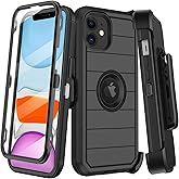 KECAI for iPhone 11 Case with Belt Clip Holster,Built-in Screen Protector,Heavy Duty Shockproof Drop Protection Military Grade Durable Phone Cover with Kickstand for Apple iPhone 11 (Black)