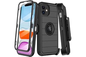 KECAI for iPhone 11 Case with Belt Clip Holster,Built-in Screen Protector,Heavy Duty Shockproof Drop Protection Military Grade Durable Phone Cover with Kickstand for Apple iPhone 11 (Black)